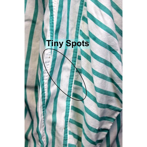 VTG 80s Summerfield Striped Button up Blouse Shirt Lg Teal Blue Preppy Classic - Picture 7 of 12